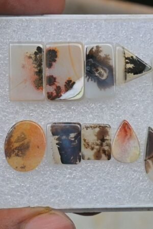 Natural Scenic Agate Gemstone Smooth Mix Shape Cabochon High Quality Loose Gemstone For Jewelry Making 10-17 MM Size 10 Pcs V3738