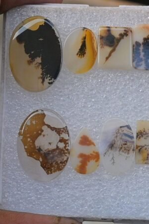 Natural Scenic Agate Gemstone Smooth Mix Shape Cabochon High Quality Loose Gemstone For Jewelry Making 12-22 MM Size 10 Pcs V3740