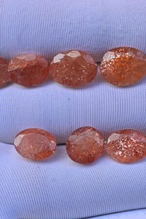 Natural Sunstone Gemstone Faceted Cut Oval Shape High Quality Loose Gemstones For Jewelry Making 9-11 MM Size 10 Pcs V3741