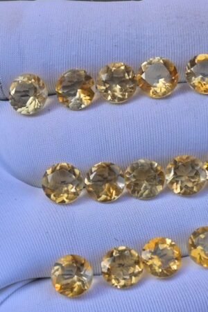 Natural Citrine Gemstone Faceted Cut Round Shape High Quality Loose Gemstones For Jewelry Making 8 MM Size 14 Pcs V3747