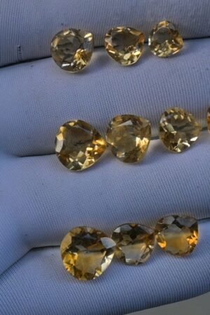 Natural Citrine Gemstone Faceted Cut Heart Shape High Quality Loose Gemstones For Jewelry Making 7-10 MM Size 10 Pcs V3750