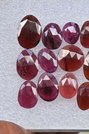 Natural Garnet Gemstone Rose Cut Mix Shape Cabochon High Quality Loose Gemstones For Jewelry Making 9-15 MM Size 12 Pcs V3758