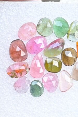 Natural Tourmaline Gemstone Rose Cut Fancy Shape Cabochon High Quality Loose Gemstones For Jewelry Making 8-11 MM Size 17 Pcs V3768