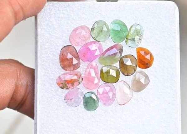 Natural Tourmaline Gemstone Rose Cut Fancy Shape Cabochon High Quality Loose Gemstones For Jewelry Making 8-11 MM Size 17 Pcs V3768