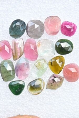 Natural Tourmaline Gemstone Rose Cut Fancy Shape Cabochon High Quality Loose Gemstones For Jewelry Making 7-10 MM Size 17 Pcs V3769