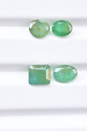 Natural Emerald Gemstone Faceted Cut Mix Shape High Quality Loose Gemstones For Jewelry Making 7-9 MM Size 4 Pcs V3781