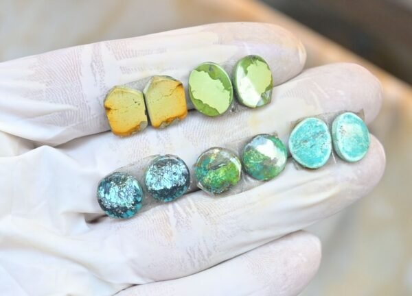 Natural Tibetan Turquoise Gemstone Smooth Mix Shape Cabochon High Quality Loose Gemstones For Jewelry Making 13-11 MM Size 5 Pair  V3799 - Image 2