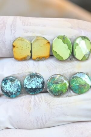Natural Tibetan Turquoise Gemstone Smooth Mix Shape Cabochon High Quality Loose Gemstones For Jewelry Making 13-11 MM Size 5 Pair  V3799