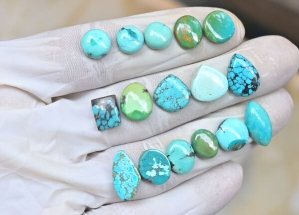 Natural Tibetan Turquoise Gemstone Smooth Mix Shape Cabochon High Quality Loose Gemstones For Jewelry Making 9-16 MM Size 16 Pcs  V3800 - Image 2