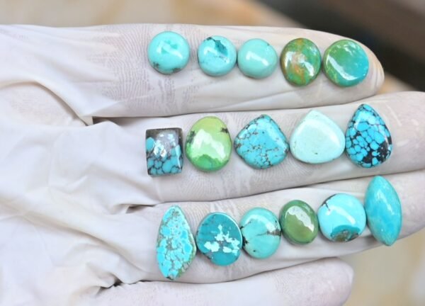 Natural Tibetan Turquoise Gemstone Smooth Mix Shape Cabochon High Quality Loose Gemstones For Jewelry Making 9-16 MM Size 16 Pcs  V3800