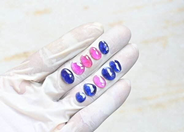 Natural Thailand Multi Sapphire Gemstone Rose Cut Fancy Shape Cabochon High Quality Loose Gemstones For Jewelry Making 8-13 MM Size 10 Pcs V3931 - Image 2