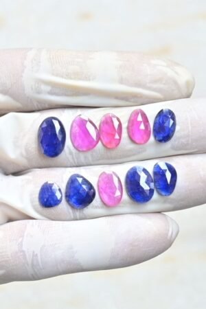Natural Thailand Multi Sapphire Gemstone Rose Cut Fancy Shape Cabochon High Quality Loose Gemstones For Jewelry Making 8-13 MM Size 10 Pcs V3931