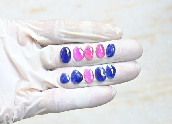 Natural Thailand Multi Sapphire Gemstone Rose Cut Fancy Shape Cabochon High Quality Loose Gemstones For Jewelry Making 8-13 MM Size 10 Pcs V3931