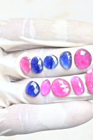 Natural Thailand Multi Sapphire Gemstone Rose Cut Fancy Shape Cabochon High Quality Loose Gemstones For Jewelry Making 9-16 MM Size 10 Pcs V3932