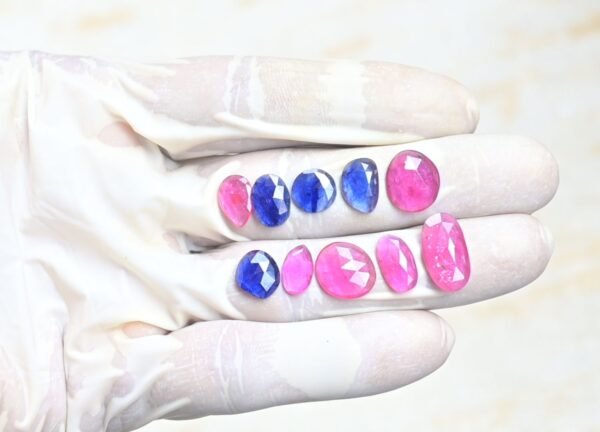 Natural Thailand Multi Sapphire Gemstone Rose Cut Fancy Shape Cabochon High Quality Loose Gemstones For Jewelry Making 9-16 MM Size 10 Pcs V3932