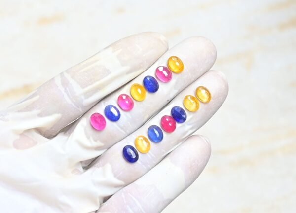 Natural Thailand Multi Sapphire Gemstone Faceted Cut Oval Shape High Quality Loose Gemstones For Jewelry Making 8x6 MM Size 14 Pcs V3933 - Image 2