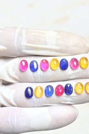 Natural Thailand Multi Sapphire Gemstone Faceted Cut Oval Shape High Quality Loose Gemstones For Jewelry Making 8x6 MM Size 14 Pcs V3933