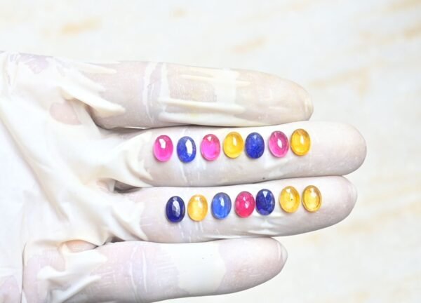 Natural Thailand Multi Sapphire Gemstone Faceted Cut Oval Shape High Quality Loose Gemstones For Jewelry Making 8x6 MM Size 14 Pcs V3933