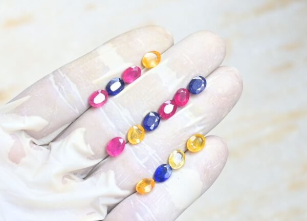 Natural Thailand Multi Sapphire Gemstone Faceted Cut Oval Shape High Quality Loose Gemstones For Jewelry Making 8x6 MM Size 14 Pcs V3934 - Image 2