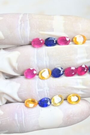 Natural Thailand Multi Sapphire Gemstone Faceted Cut Oval Shape High Quality Loose Gemstones For Jewelry Making 8x6 MM Size 14 Pcs V3934