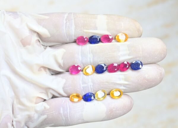 Natural Thailand Multi Sapphire Gemstone Faceted Cut Oval Shape High Quality Loose Gemstones For Jewelry Making 8x6 MM Size 14 Pcs V3934
