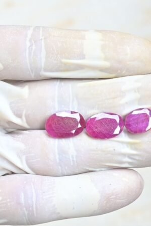 Natural Ruby Gemstone Faceted Cut Oval Shape High Quality Loose Gemstones For Jewelry Making 12-15 MM Size 3 Pcs V3935
