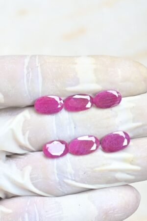 Natural Ruby Gemstone Faceted Cut Oval Shape High Quality Loose Gemstones For Jewelry Making 11-13 MM Size 6 Pcs V3936