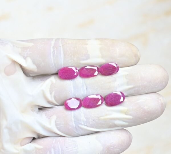 Natural Ruby Gemstone Faceted Cut Oval Shape High Quality Loose Gemstones For Jewelry Making 11-13 MM Size 6 Pcs V3936