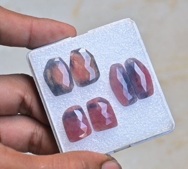 Natural Sapphire Gemstone Rose Cut Fancy Shape Cabochon High Quality Loose Gemstones For Jewelry Making 17-22 MM Size 3 Pair V3952 - Image 2