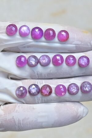 Natural Silky Sapphire Gemstone Rose Cut Round Shape Cabochon High Quality Loose Gemstones For Jewelry Making 7-8 MM Size 17  Pcs V3958