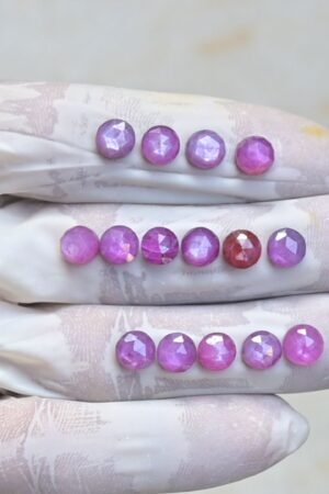 Natural Silky Sapphire Gemstone Rose Cut Round Shape Cabochon High Quality Loose Gemstones For Jewelry Making 7 MM Size 15  Pcs V3959