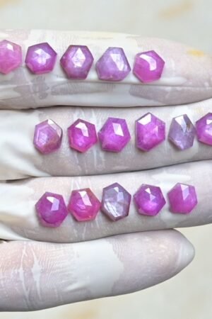 Natural Silky Sapphire Gemstone Rose Cut Fancy Shape Cabochon High Quality Loose Gemstones For Jewelry Making 8-10 MM Size 16  Pcs V3960