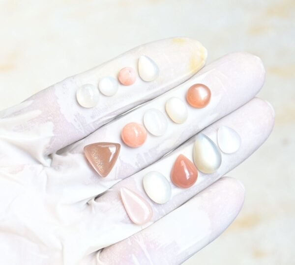 Natural Moon Stone Gemstone Smooth Mix Shape Cabochon High Quality Loose Gemstones For Jewelry Making 6-14 MM Size 15 Pcs V3962 - Image 2