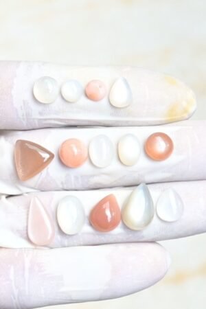 Natural Moon Stone Gemstone Smooth Mix Shape Cabochon High Quality Loose Gemstones For Jewelry Making 6-14 MM Size 15 Pcs V3962