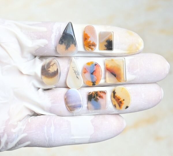 Natural Dendrite Quartz Gemstone Smooth Mix Shape Cabochon High Quality Loose Gemstones For Jewelry Making 11-20 MM Size 10 Pc V3963