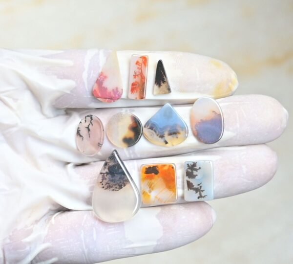 Natural Dendrite Quartz Gemstone Smooth Mix Shape Cabochon High Quality Loose Gemstones For Jewelry Making 12-25 MM Size 10 Pc V3964