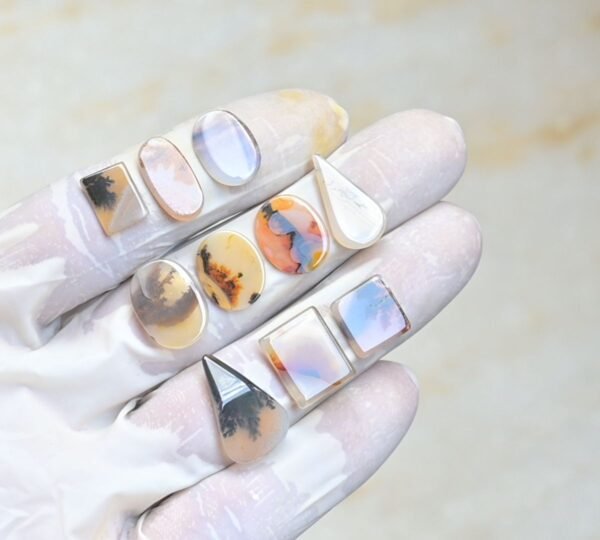 Natural Dendrite Quartz Gemstone Smooth Mix Shape Cabochon High Quality Loose Gemstones For Jewelry Making 10-18 MM Size 10 Pcs V3965 - Image 2