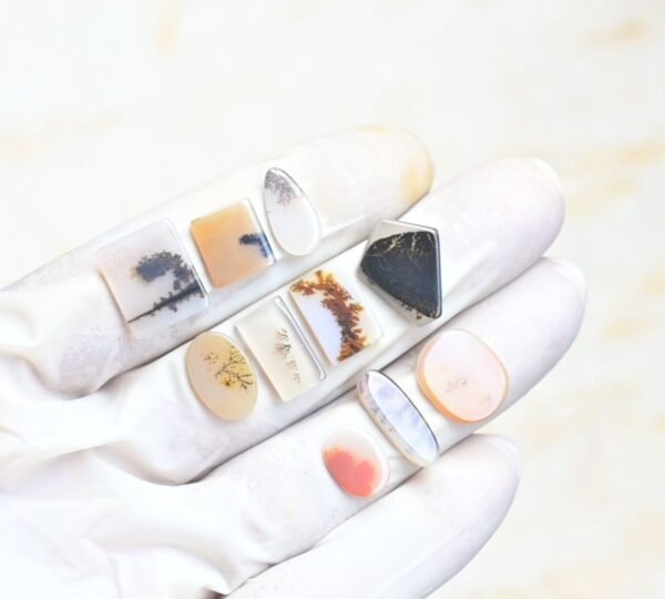 Natural Dendrite Quartz Gemstone Smooth Mix Shape Cabochon High Quality Loose Gemstones For Jewelry Making 11-19 MM Size 10 Pcs V3967 - Image 2