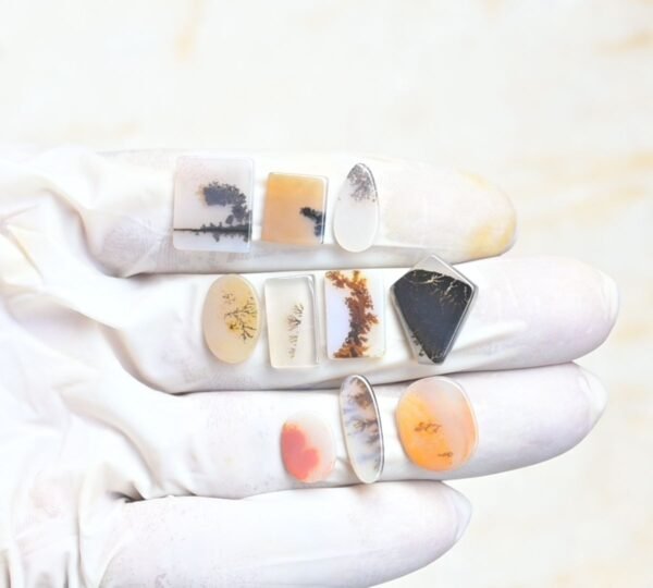 Natural Dendrite Quartz Gemstone Smooth Mix Shape Cabochon High Quality Loose Gemstones For Jewelry Making 11-19 MM Size 10 Pcs V3967