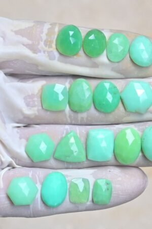 Natural Chrysoprase Gemstone Rose Cut Mix Shape Cabochon Beautiful Amazing & High Quality Loose Gemstones For Jewelry Making 10-14 MM Size 18 Pcs V3995