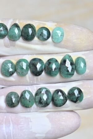 Natural Emerald Gemstone Rose Cut Fancy Shape Cabochon High Quality Loose Gemstones For Jewelry Making 8-14 MM Size 16 Pcs V3997