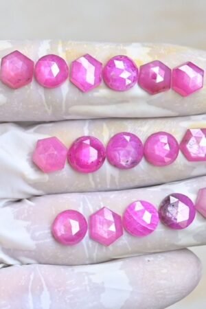 Natural Silky Sapphire Gemstone Rose Cut Mix Shape Cabochon High Quality Loose Gemstones For Jewelry Making 9-10 MM Size 16 Pcs V3999
