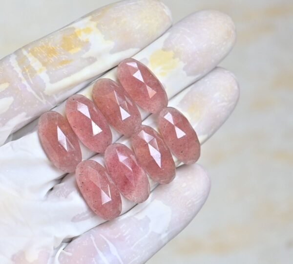 Natural Strawberry Quartz Gemstone Rose Cut Oval Shape Cabochon High Quality Loose Gemstones For Jewelry Making 20x10 MM Size 8 Pcs V4000 - Image 2