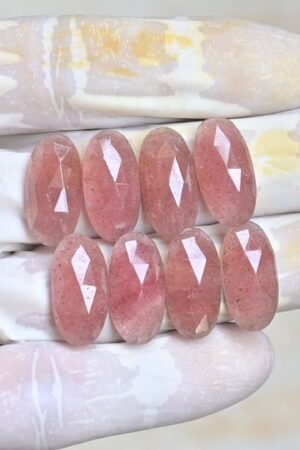 Natural Strawberry Quartz Gemstone Rose Cut Oval Shape Cabochon High Quality Loose Gemstones For Jewelry Making 20x10 MM Size 8 Pcs V4000