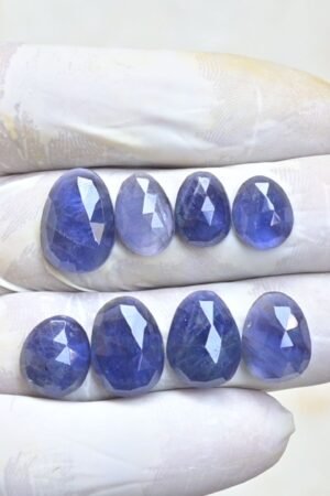 Natural Iolite Gemstone Rose Cut Fancy Shape Cabochon High Quality Loose Gemstones For Jewelry Making 11-16 MM Size 8 Pcs V4010