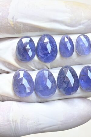 Natural Iolite Gemstone Rose Cut Fancy Shape Cabochon High Quality Loose Gemstones For Jewelry Making 11-16 MM Size 8 Pcs V4011