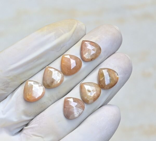 Natural Golden Silky Sapphire Gemstone Rose Cut Heart Shape Cabochon Shape High Quality Loose Gemstones For Jewelry Making 10 MM Size 7 Pcs V4013 - Image 2