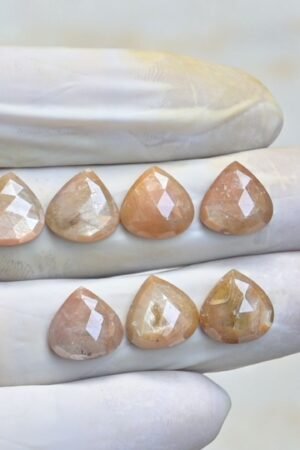 Natural Golden Silky Sapphire Gemstone Rose Cut Heart Shape Cabochon Shape High Quality Loose Gemstones For Jewelry Making 10 MM Size 7 Pcs V4013