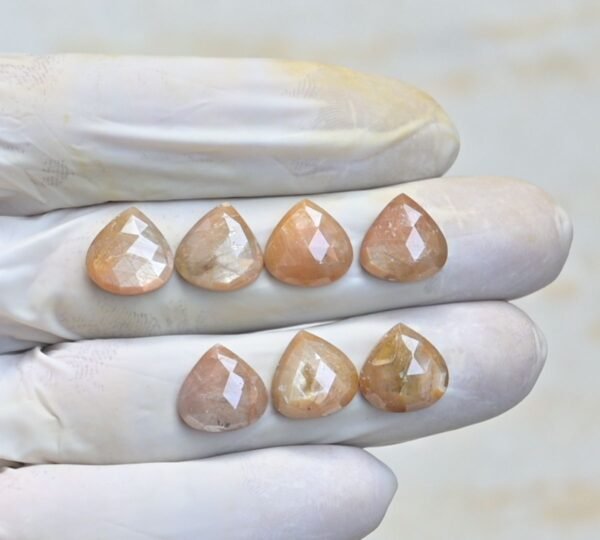 Natural Golden Silky Sapphire Gemstone Rose Cut Heart Shape Cabochon Shape High Quality Loose Gemstones For Jewelry Making 10 MM Size 7 Pcs V4013