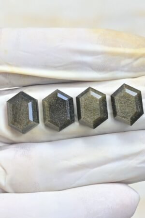 Natural Golden Obsidian Gemstone Step Cut Hexagon Shape Cabochon High Quality Loose Gemstones For Jewelry Making 14x10 MM Size 4 Pcs V4015